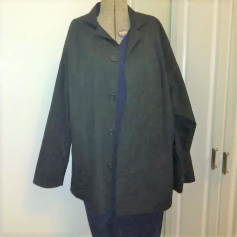 ❤️WOMENS ESKANDAR Neiman Marcus 100% Cotton Loose Fit Jacket Plaid Lining Size 0